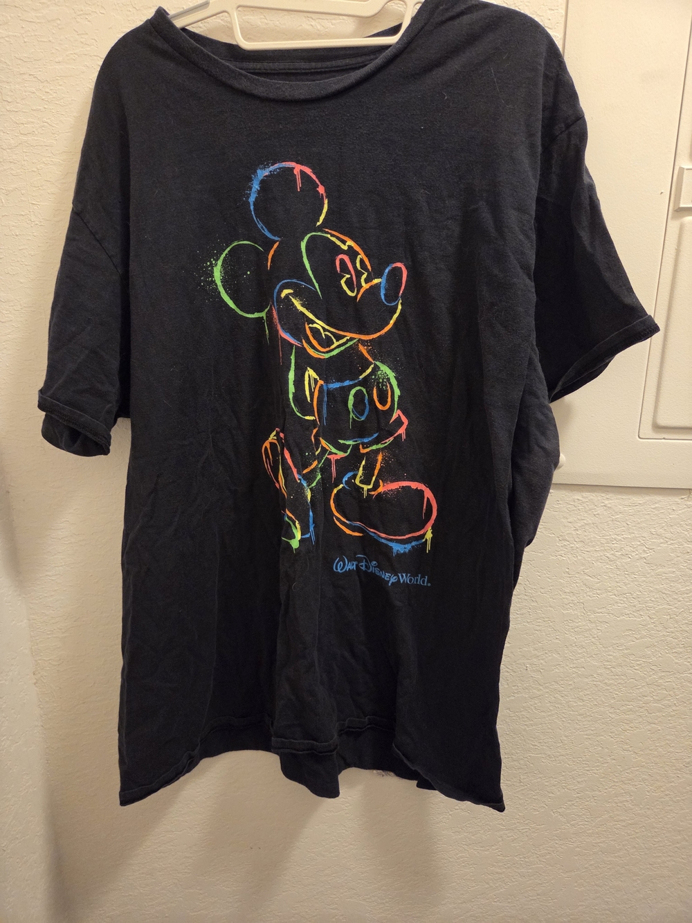 Disney Black Neon Outline Mickey Mouse Tee - Men